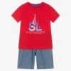 Lapin House Boys Red & Blue Chambray Shorts Set