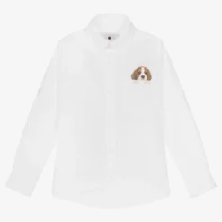 Lapin House Boys White Dog Print Shirt