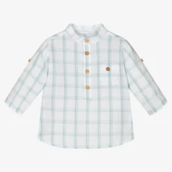 Laranjinha Blue Check Linen Blend Shirt