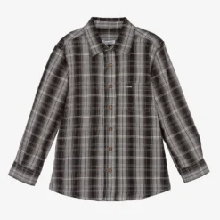 Laranjinha Boys Black Cotton Check Shirt
