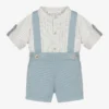 Laranjinha Boys Blue Cotton Shirt & Shorts Set
