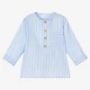 Laranjinha Boys Blue Stripe Cotton & Linen Shirt