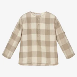 Chic By Laranjinha Boys Checked Linen Shirt