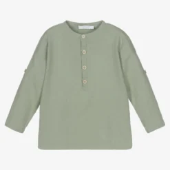 Laranjinha Boys Khaki Green Linen Shirt