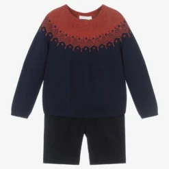 Laranjinha Boys Navy Blue Shorts Set