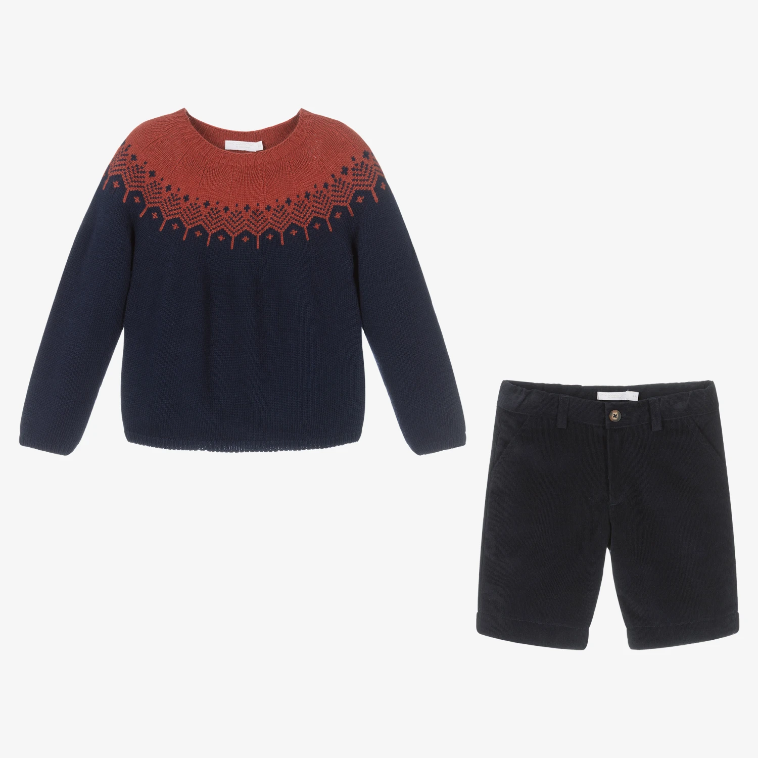 Laranjinha Boys Navy Blue Shorts Set 3 Laranjinha Boys Navy Blue Shorts Set - Image 3