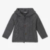 Laranjinha Grey Knit Hooded Cardigan