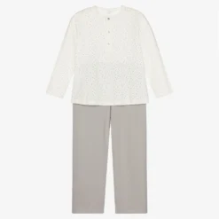 Laranjinha Ivory & Grey Cotton Pyjamas