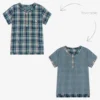 Lilly And Sid Blue Organic Cotton Check Tunic Shirt