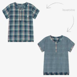 Lilly And Sid Blue Organic Cotton Check Tunic Shirt