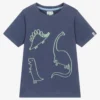 Lilly And Sid Boys Blue Cotton Dinosaur T-Shirt