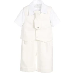 Little Darlings Occasion Boys Ivory Cotton 'Henry' 4 Piece Ceremony Set