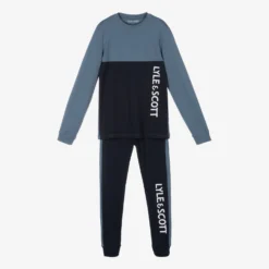 Lyle & Scott Boys Blue Cotton Long Pyjamas