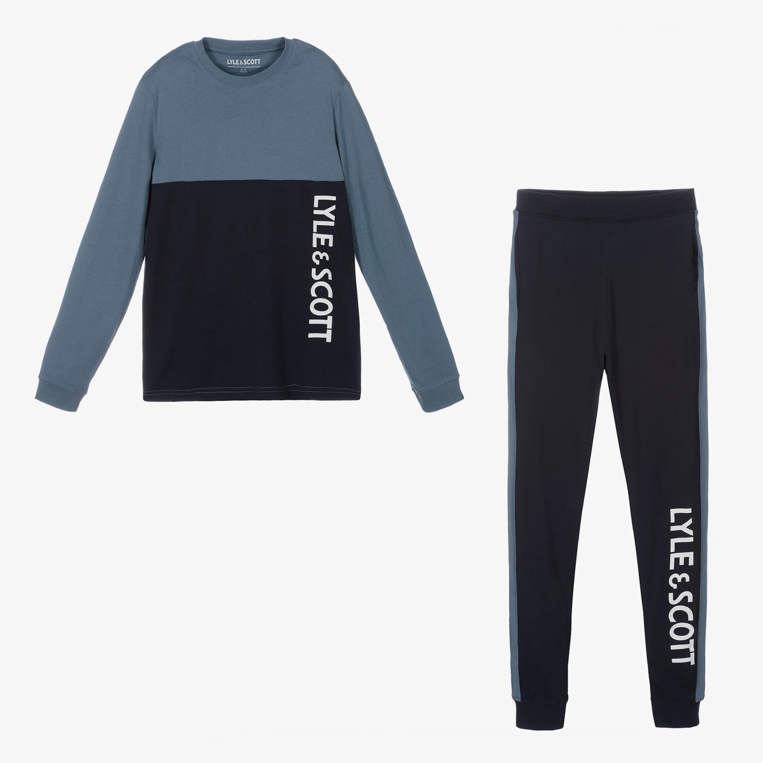 Lyle & Scott Boys Blue Cotton Long Pyjamas 2 Lyle & Scott Boys Blue Cotton Long Pyjamas - Image 2
