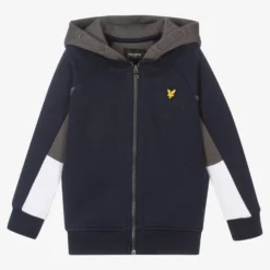 Lyle & Scott Boys Navy Blue Cotton Zip-Up Hoodie