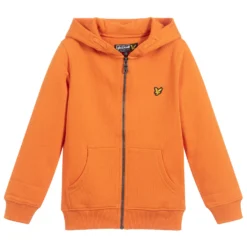 Lyle & Scott Orange Cotton Zip-Up Top