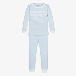 Magnolia Baby Boys Blue Smocked Pima Cotton Pyjamas