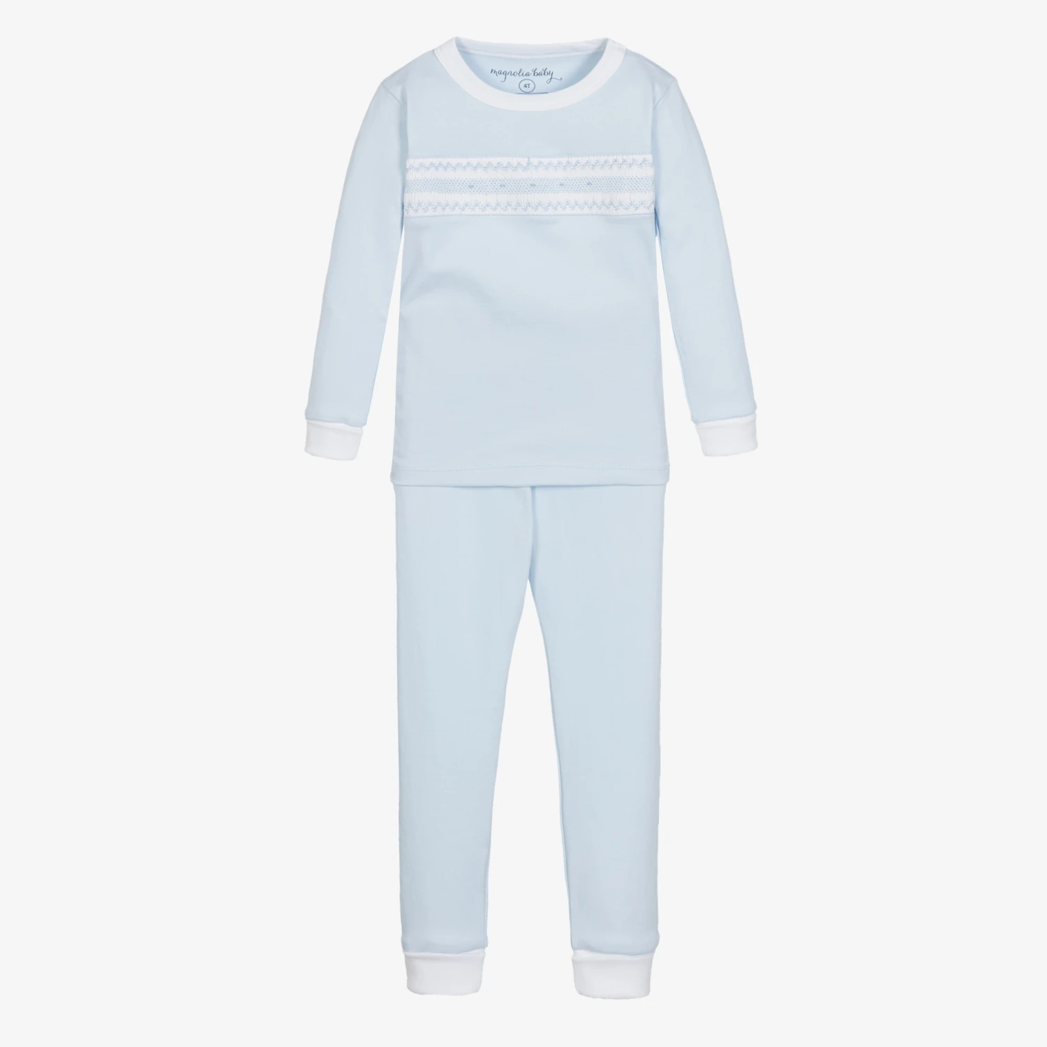 Magnolia Baby Boys Blue Smocked Pima Cotton Pyjamas 1 Magnolia Baby Boys Blue Smocked Pima Cotton Pyjamas