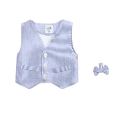 Malvi & Co Blue & White Waistcoat Set