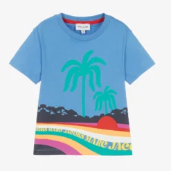 MARC JACOBS Boys Blue Cotton Palm Tree Logo T-Shirt
