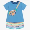 MARC JACOBS Boys Blue Crossbody Bag Logo Shorts Set