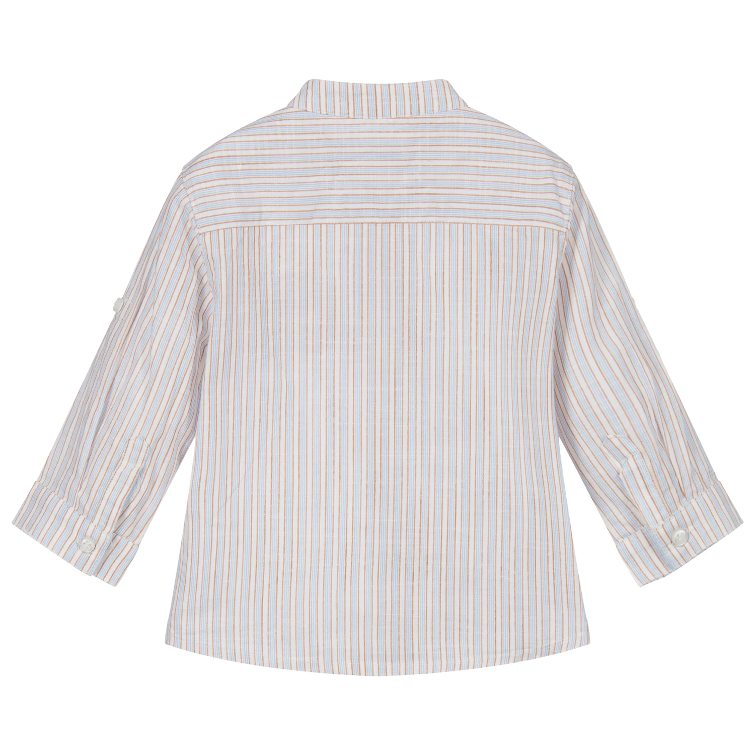 Mayoral Beige Striped Cotton Shirt 2 Mayoral Beige Striped Cotton Shirt - Image 2