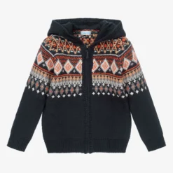 Mayoral Blue Hooded Zip-Up Cardigan