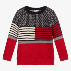 Mayoral Blue & Red Knit Sweater