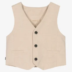 Mayoral Boys Beige Cotton & Linen Waistcoat