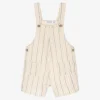 Mayoral Boys Beige Stripe Cotton & Linen Dungarees