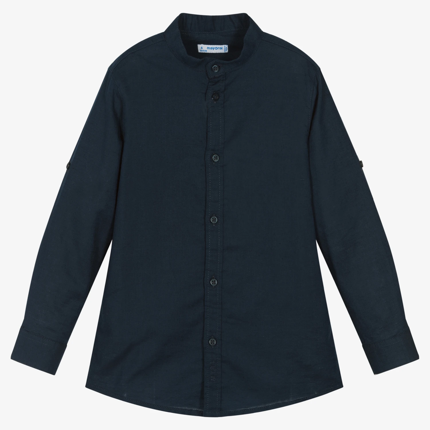 Mayoral Boys Blue Cotton & Linen Shirt 3 Mayoral Boys Blue Cotton & Linen Shirt - Image 3