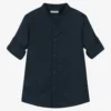 Mayoral Boys Blue Cotton & Linen Shirt