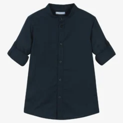 Mayoral Boys Blue Cotton & Linen Shirt
