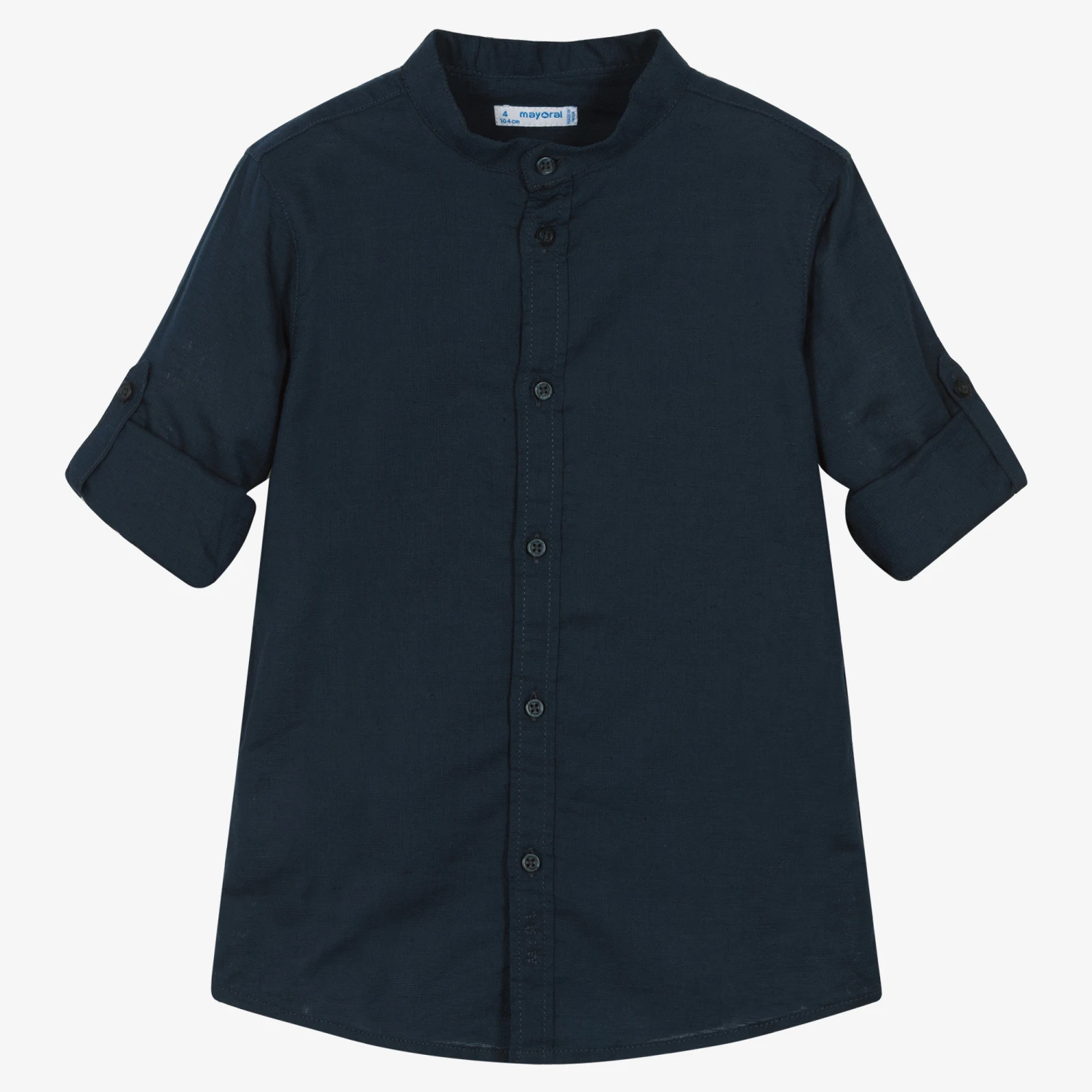Mayoral Boys Blue Cotton & Linen Shirt 1 Mayoral Boys Blue Cotton & Linen Shirt