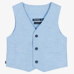 Mayoral Boys Blue Cotton & Linen Waistcoat