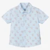 Mayoral Boys Blue Palm Tree Cotton Shirt