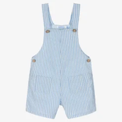 Mayoral Boys Blue Stripe Cotton & Linen Dungarees