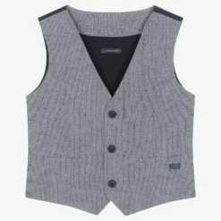 Mayoral Boys Blue Stripe Cotton & Linen Waistcoat