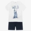 Mayoral Boys Blue & White Cotton Short Set