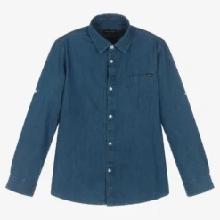 Mayoral Nukutavake Boys Dark Blue Cotton Chambray Shirt