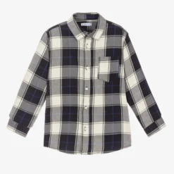 Mayoral Boys Navy Blue Checked Shirt