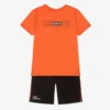 Mayoral Nukutavake Boys Orange & Black Shorts Set