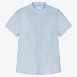 Mayoral Boys Pale Blue Linen Shirt