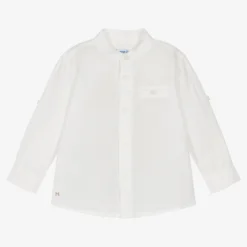 Mayoral Boys White Cotton & Linen Shirt