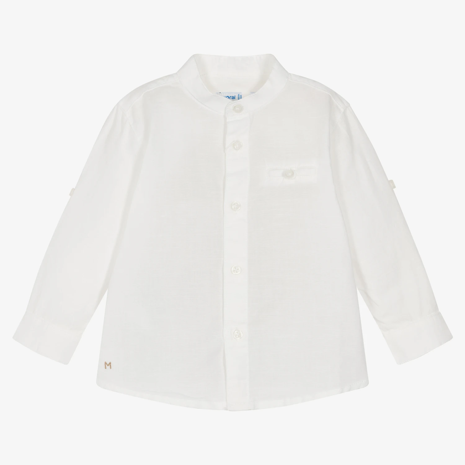 Mayoral Boys White Cotton & Linen Shirt 1 Mayoral Boys White Cotton & Linen Shirt