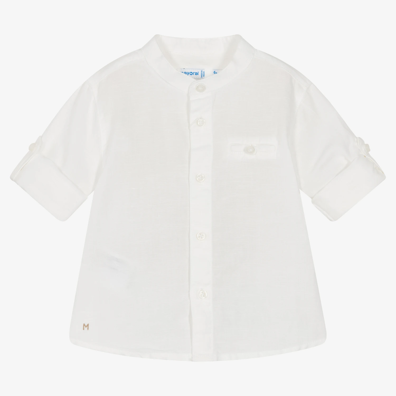 Mayoral Boys White Cotton & Linen Shirt 3 Mayoral Boys White Cotton & Linen Shirt - Image 3