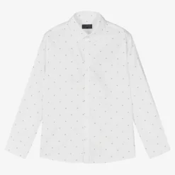 Mayoral Nukutavake Boys White Cotton Long Sleeve Shirt
