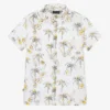 Mayoral Nukutavake Boys White Cotton Palm Tree Shirt