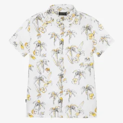 Mayoral Nukutavake Boys White Cotton Palm Tree Shirt