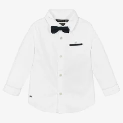 Mayoral Boys White Cotton Shirt & Bow Tie